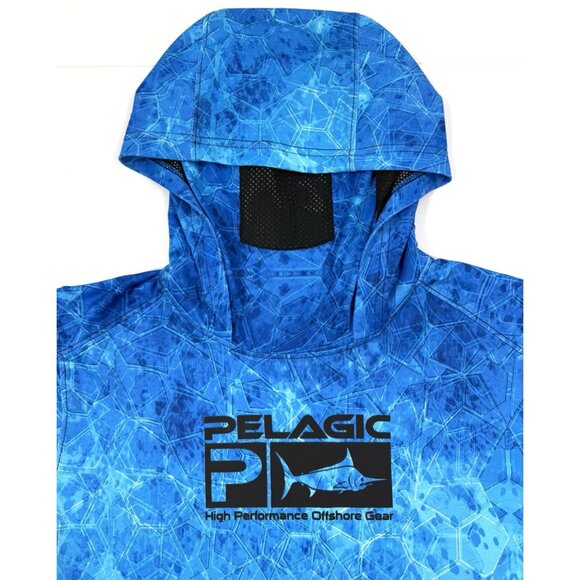 Pelagic Mens Exo Tech Hoodie Sz Small Pullover Fishing Long Sleeve Face Mask UPF - Picture 2 of 12